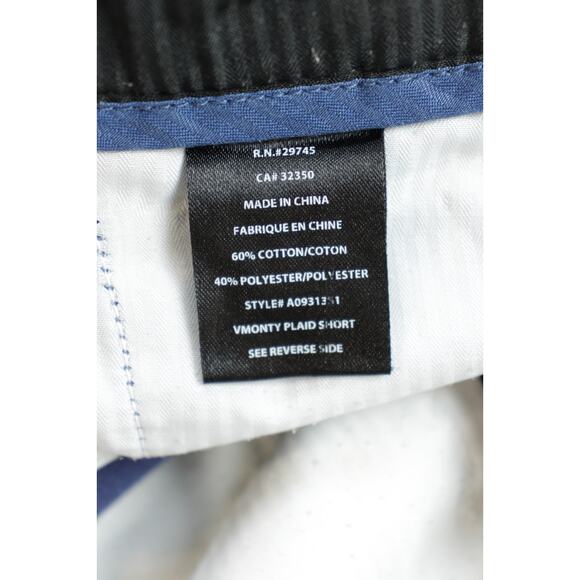 Volcom Shorts Mens 35 Blue Windowpane Cotton Blend on front center left leg - Picture 4 of 7